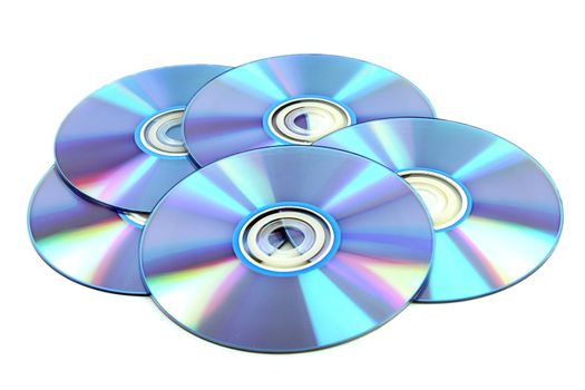 CD & DVD disk on white background