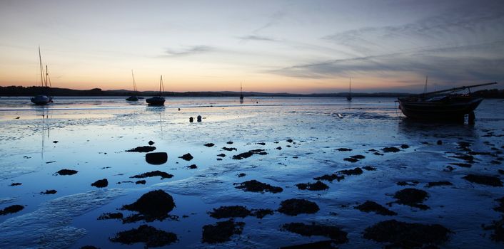 On the beach in Devon at sutset 