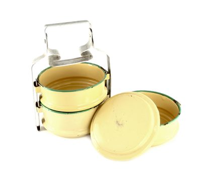 Metal Tiffin separate, Food Container On White Background