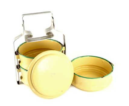 Metal Tiffin separate, Food Container On White Background