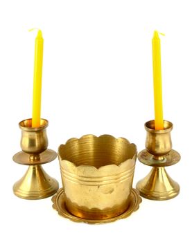 candle holder and Incense burner on white background