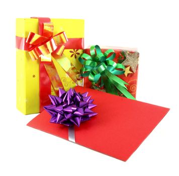 gift and gift card on white background