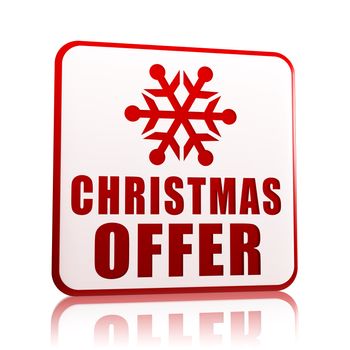 christmas offer 3d white banner with red text and snowflake symbol, business concept