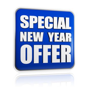 special New Year offer 3d blue banner with white text, business concept