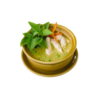 Green chicken curry a popular Thai food dish 