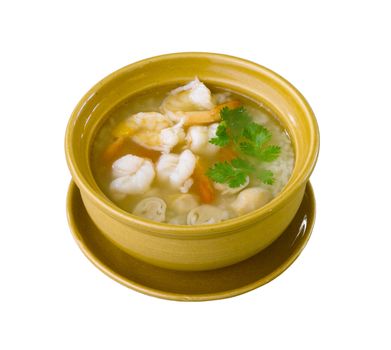 Shrimps boiled rice soup a taste of asian food 