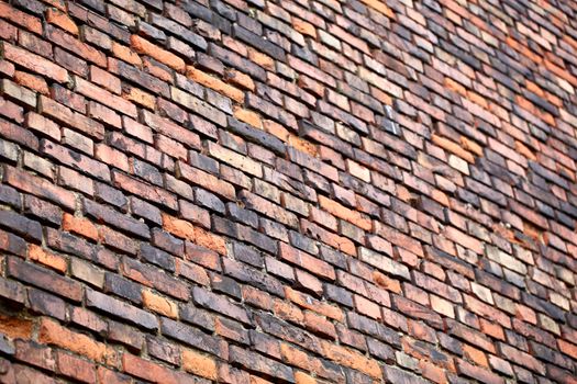Perspective view of the brick wall background.