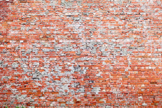 Red brick dirty background. Wide angle view.