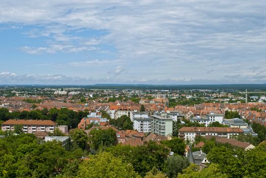 Nuremberg (German: Nuernberg), city in the German state of Bavaria, in the administrative region of Middle Franconia. View From Imperial Castle.