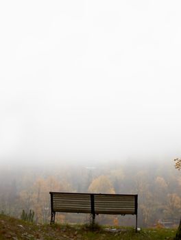 Bench at the top of the hill. The fog is coming. Toila, Estonia.