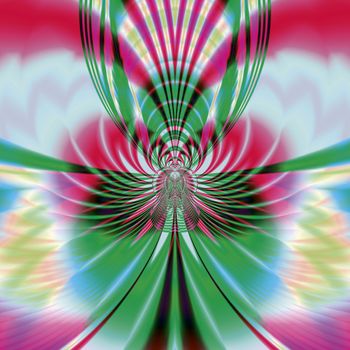 Bright and funky fractal design, abstract art, butterfly.