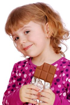 Little girl with chocolate studio shot