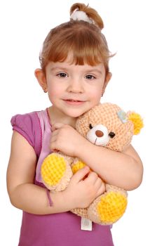 Beauty little girl with teddy bear toy