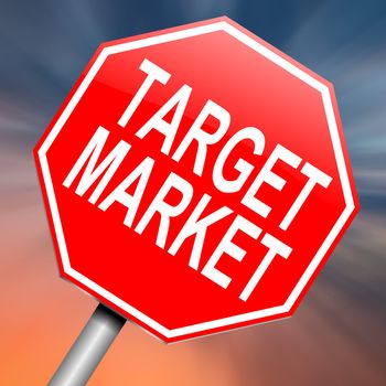 Illustration depicting a roadsign with a target market concept. Abstract background.