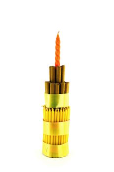 Incense and Candle on white background for Loy Kratong festival, Thailand