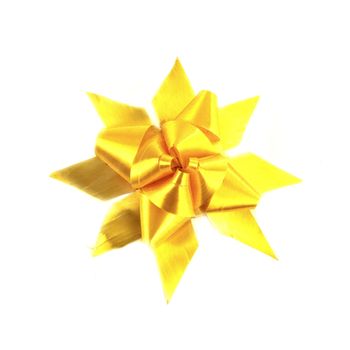 yellow gift bow isolated on white background