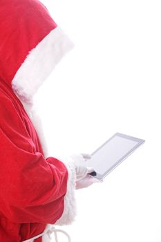 santa claus with digital tablet. isolated on the white background