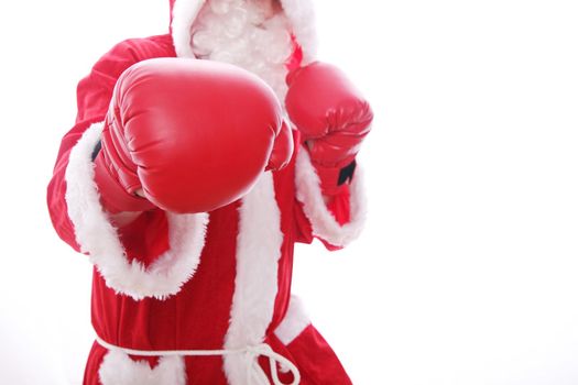Santa Claus boxing Isolated on white background.