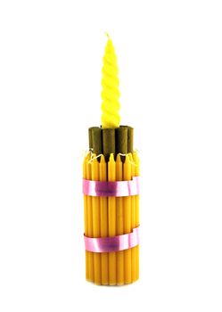 Incense and Candle on white background for Loy Kratong festival, Thailand