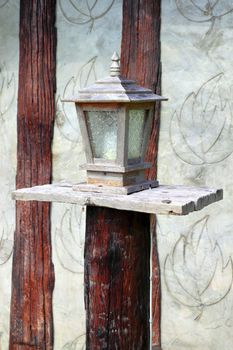 wood ancient lamp in resort at Khaokho, Thailand