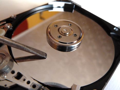 damaged hard disc as a background