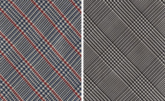 Closeup on Two Classic Plaids Cotton Textile Swatches