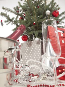 Decorated Christmas tree on white background