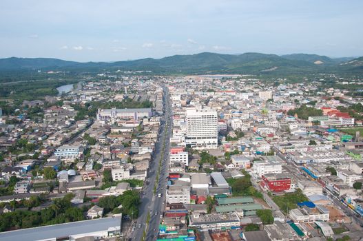 cityscape and road of yala city, thailand - bird eyes view