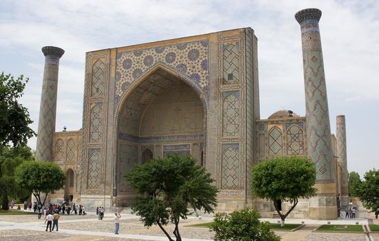 Registon Place, the most famous attraction of Samarkand and one of the world-known places along the silk road. Uzbekistan, Central Asia