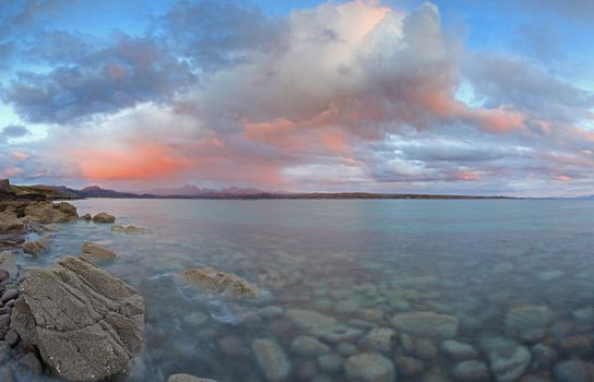  Sunset over Gailoch peninsular over looking Ben Eighe