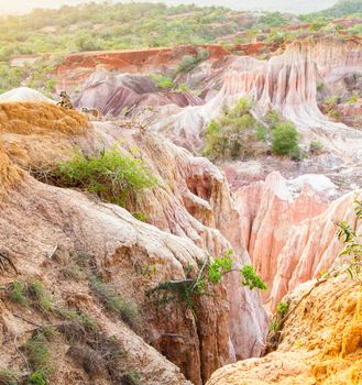 Wonderful orange colors at sunset in Marafa Canyon - also said The Hell's Kitchen. Malindi region, Kenya