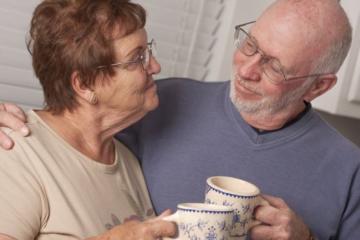 Affectionate Happy Senior Couple Portrait Indoors.