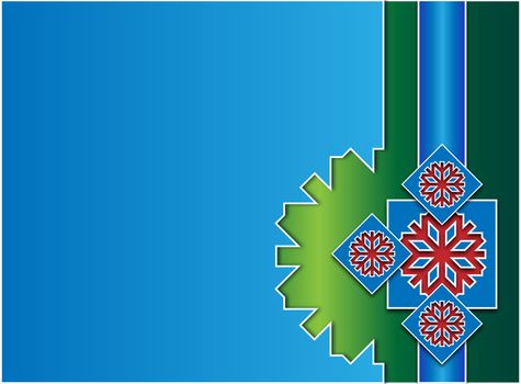 Background with winter icons decorated in blue green and red colors