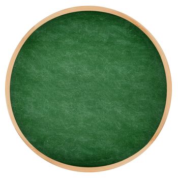 Round green chalkboard or blackboard circle texture with wood frame. From photo.