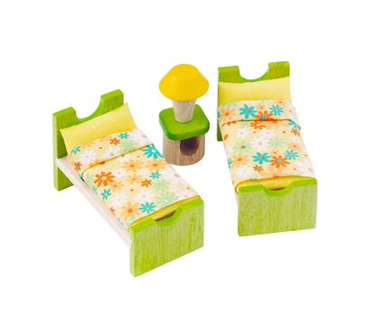 Tiny wooden bed toy furniture for children learning to decorates bedroom