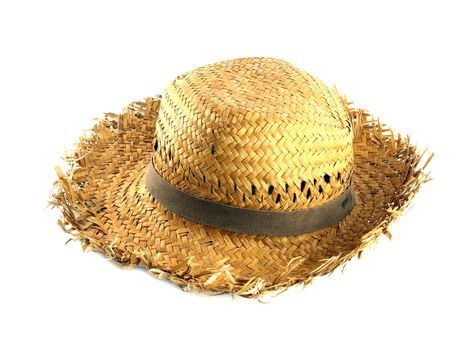 Straw hat on white background