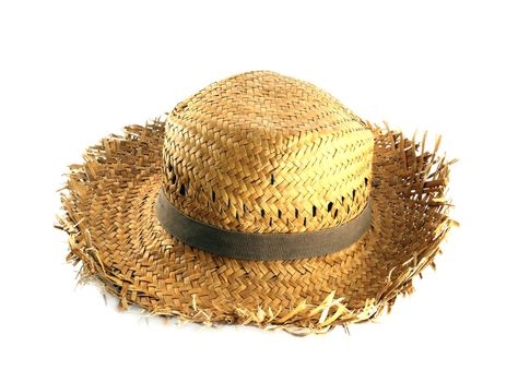 Straw hat on white background