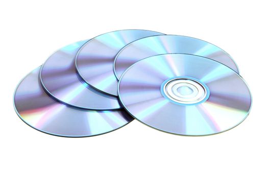 CD & DVD disk on white background