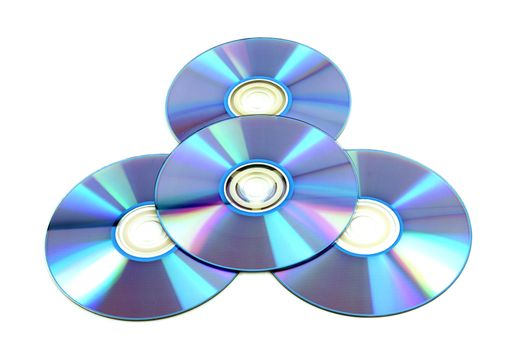 CD & DVD disk on white background