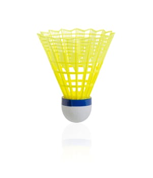 Yellow badminton on white background