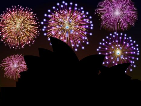 Fireworks happy New year Opera House Sidney