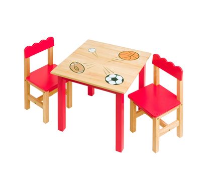 nice table and chairs in red color for kid 