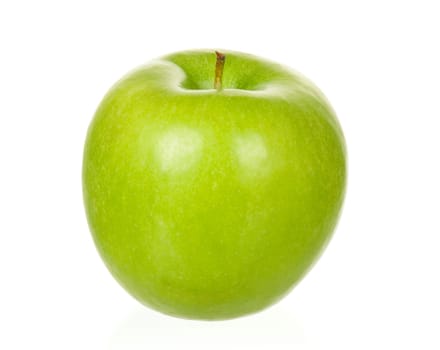 Fresh ripe green apple on white background