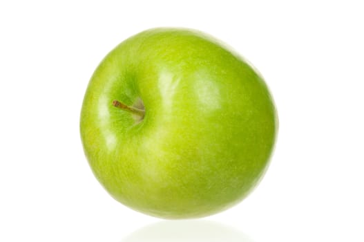 Fresh ripe green apple on white background