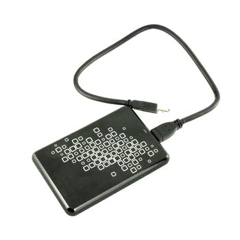 Portable external HDD hard disk drive with USB cable on white background