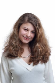 Portrait of a young brunette girl with brown eyes