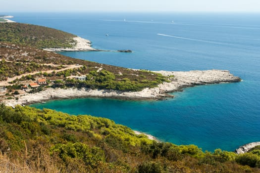 A scenic bay of Vis island in Croatia
