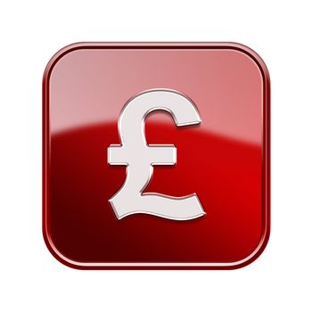 Pound icon glossy red, isolated on white background