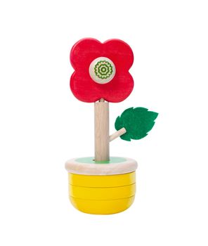 Colorful wooden flower toy vase isolates