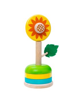 Colorful wooden sunflower toy isolates